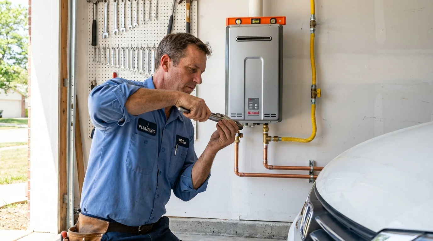 Tankless water heater installation by a Johns Plumbing LLC plumber in Robbins